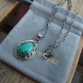 North Works 10￠Teardrop Wire Rim TurQuoise Pendant/Navajo chain50cm ティアドロップワイヤーリムターコイズペンダント