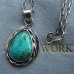 画像2: North Works 10￠Teardrop Wire Rim TurQuoise Pendant/Navajo chain50cm ティアドロップワイヤーリムターコイズペンダント (2)