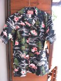 Made in USA Robert J. Clancey Aloha Shirts コットンアロハシャツPink Flamingo Black 