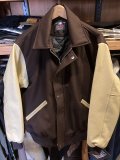 GAME Varsity Wool Leather Jacket スタジアムジャンパー BROWN×CREAM